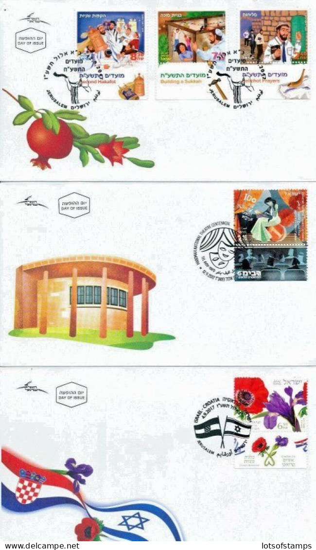 ISRAEL 2017 COMPLETE YEAR FDC SET ALL STAMPS ISSUED + S/SHEETS MNH SEE 9 SCANS - Storia Postale