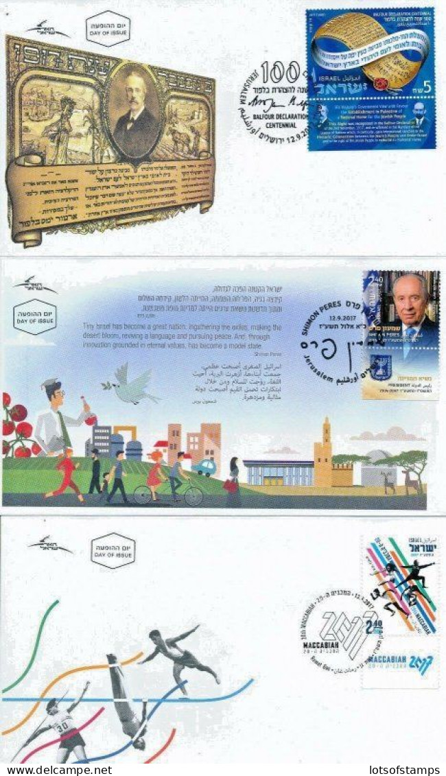 ISRAEL 2017 COMPLETE YEAR FDC SET ALL STAMPS ISSUED + S/SHEETS MNH SEE 9 SCANS