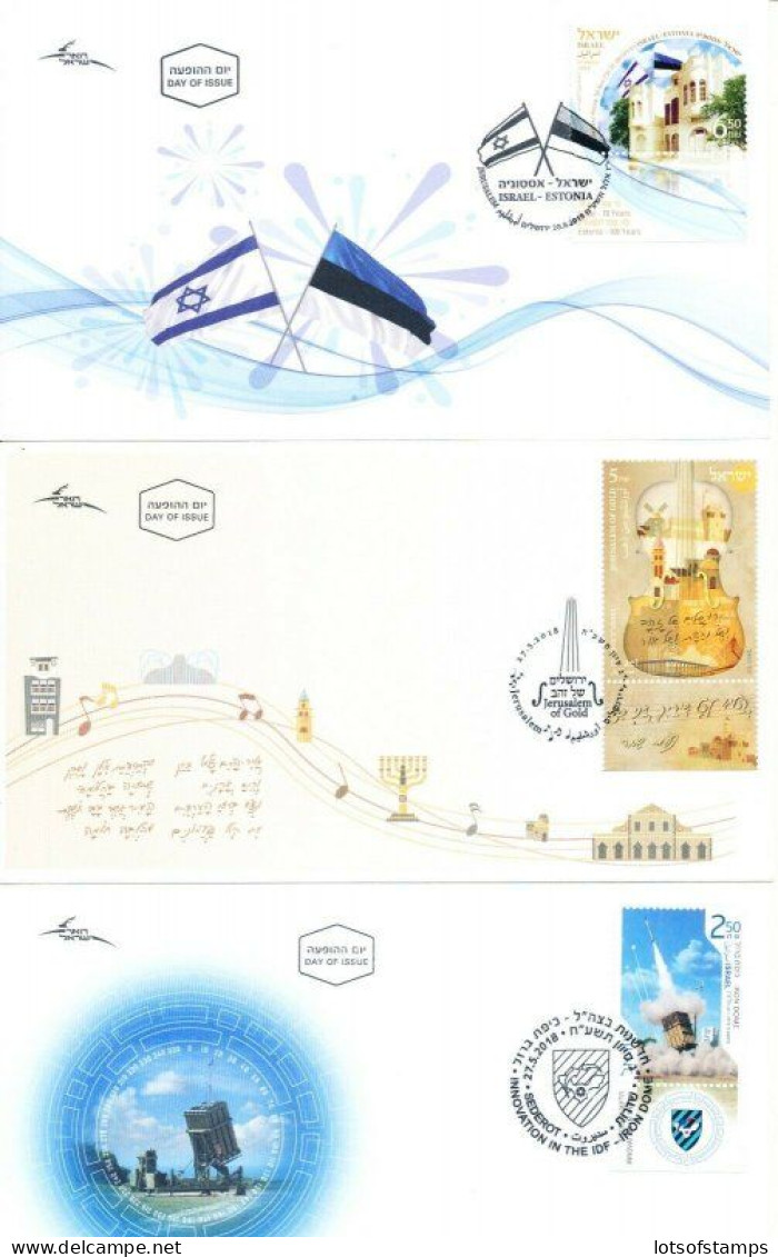 ISRAEL 2018 COMPLETE YEAR FDC SET ALL STAMPS ISSUED + S/SHEETS MNH SEE 10 SCANS - Briefe U. Dokumente