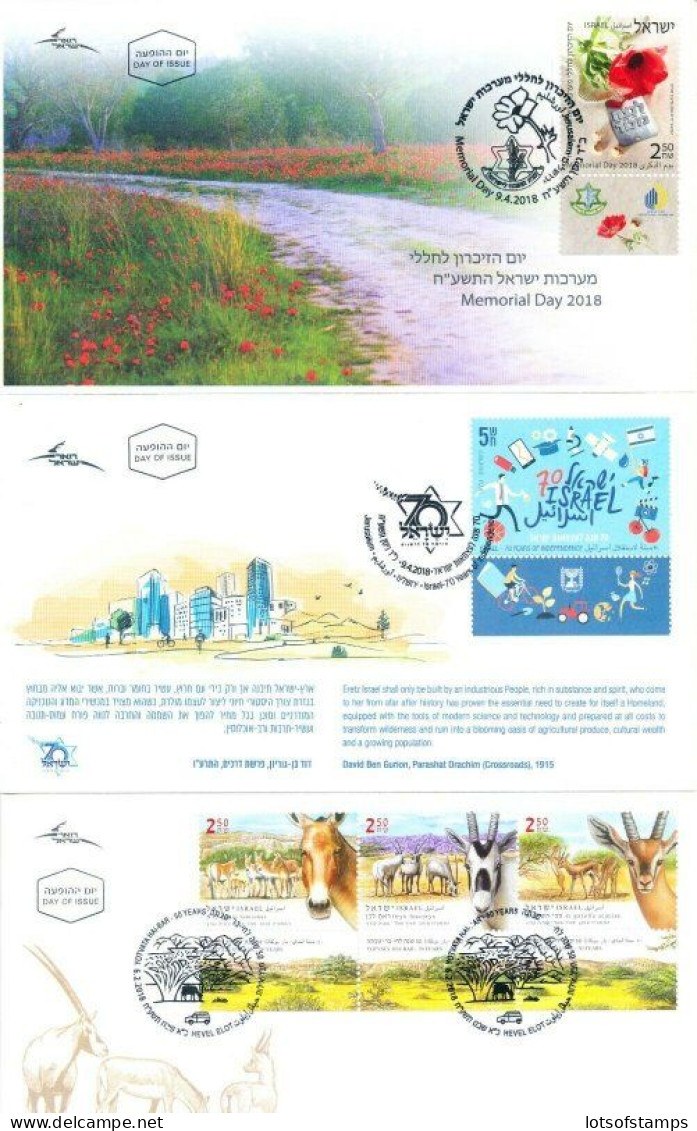 ISRAEL 2018 COMPLETE YEAR FDC SET ALL STAMPS ISSUED + S/SHEETS MNH SEE 10 SCANS