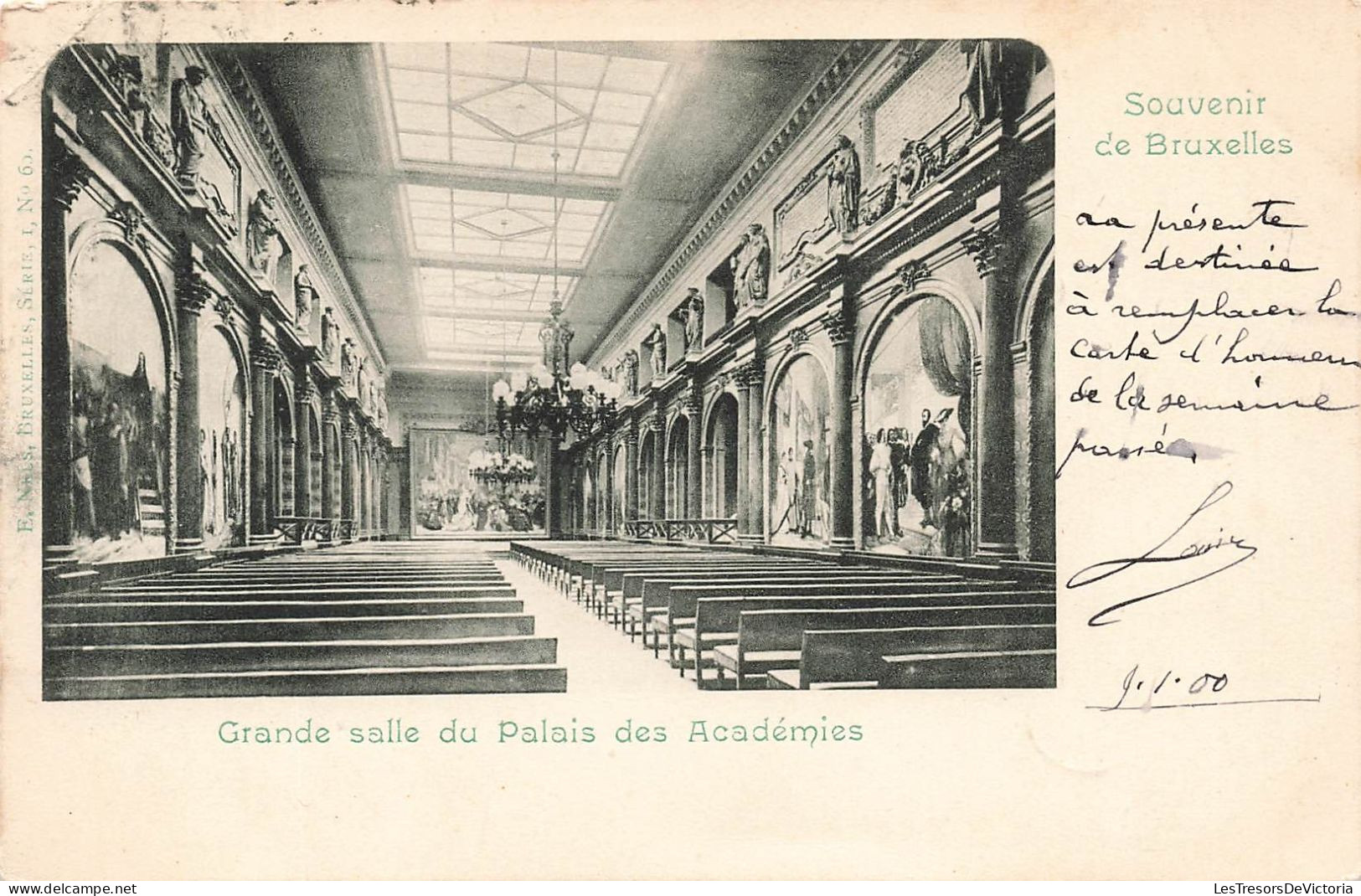 BELGIQUE - Souvenir De Bruxelles - Grande Salle Du Palais Des Académies - Carte Postale Ancienne - Monuments, édifices