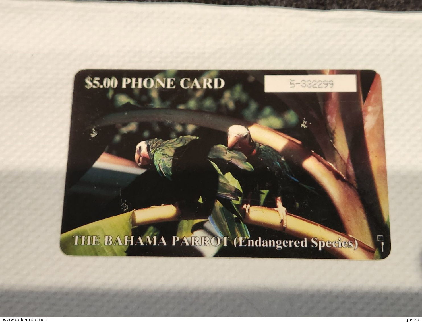 BAHAMAS-(BS-BAT-0005Ea)-Bahamas Parrot-(4)-($ 5.00)-(5-332299)-used Card+1card Prepiad Free - Bahamas