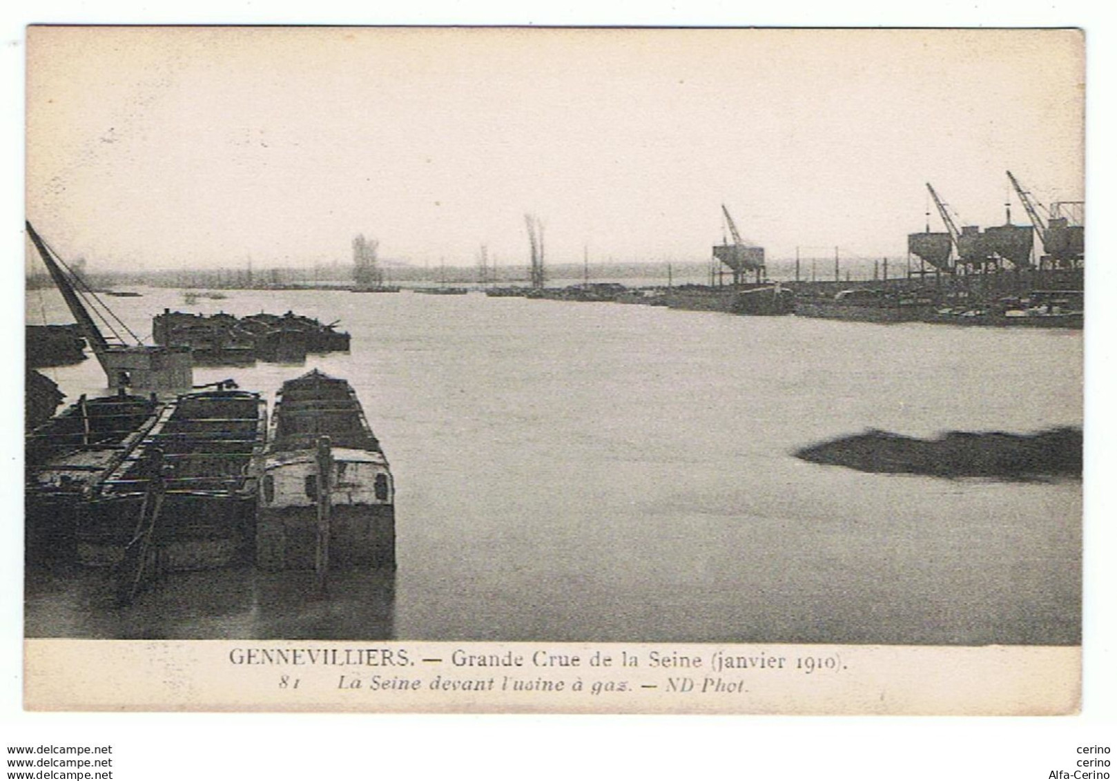 GENNEVILLIERS:  GRANDE  CRUE  DE  LA  SEINE (janvier 1910)  -  DEVANT  L' USINE  A  GAZ  -  PHOTO  -  FP - Floods