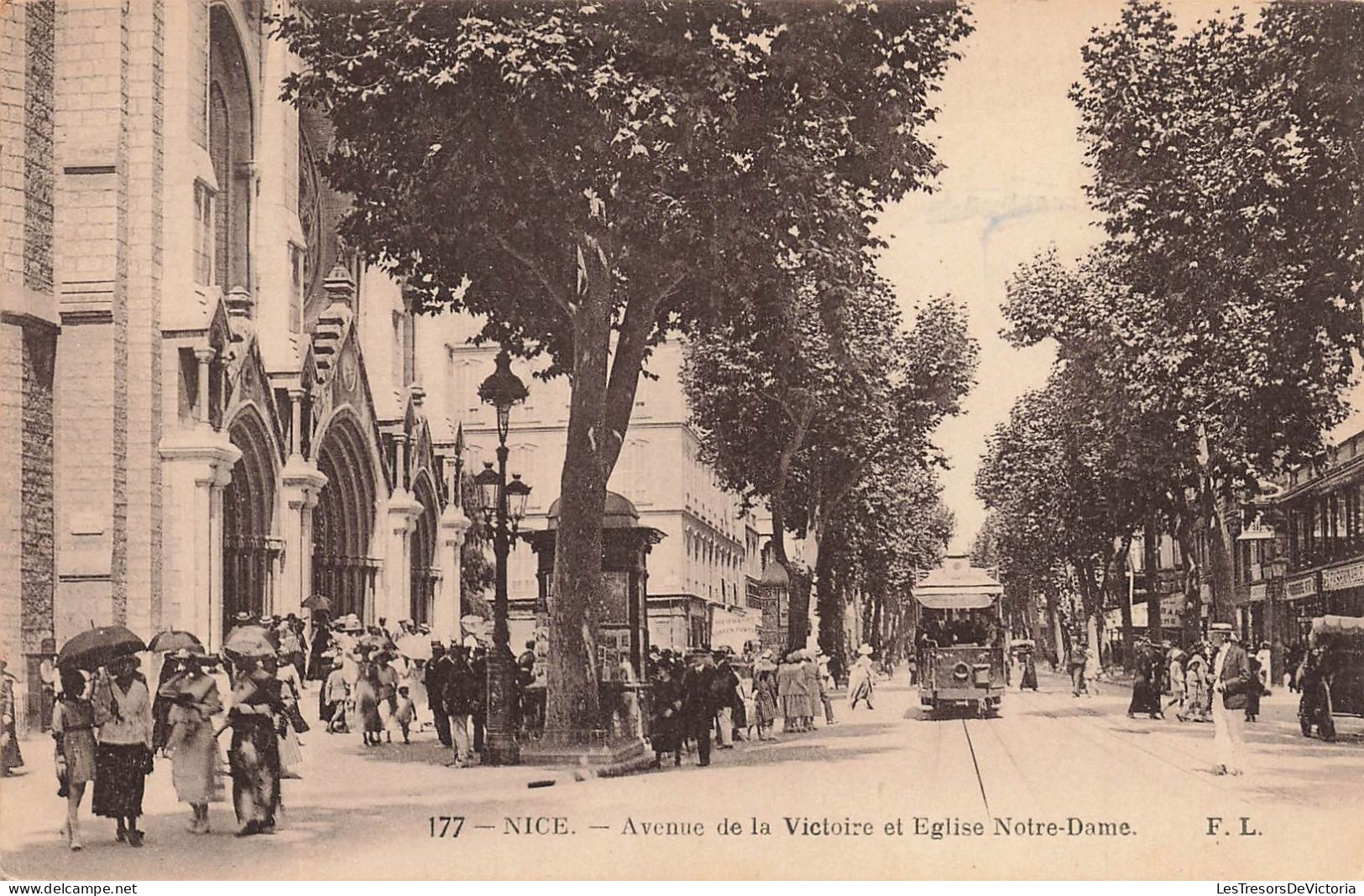 FRANCE - Nice - Avenue De La Victoire Et église Notre-Dame - Animé - Carte Postale Ancienne - Sonstige & Ohne Zuordnung
