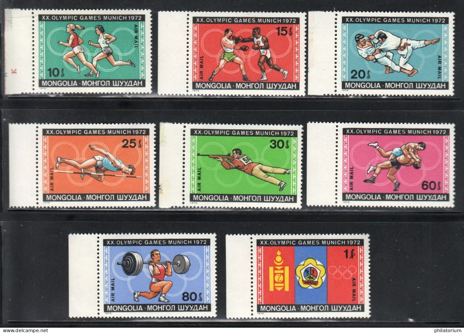 Mongolie; **; Yv N°PA 17 à 24 ; Mi 702 à 709; Sg 677 à 684; JO Munich 1972 - Mongolie