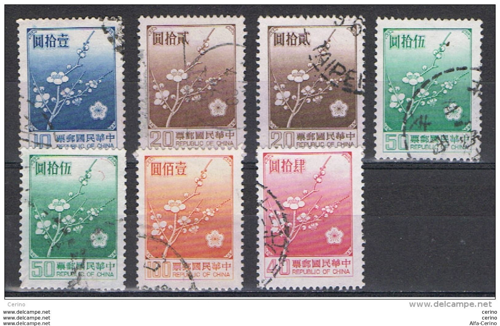 TAIWAN:  1979/85  FLORA  -  7  VAL. US. -  YV/TELL. 1237//1552 - Gebruikt