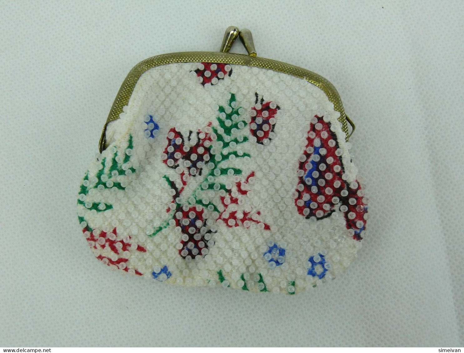 Vintage Coin Purse Colored Plastic Beads Wallet #2203 - Other & Unclassified