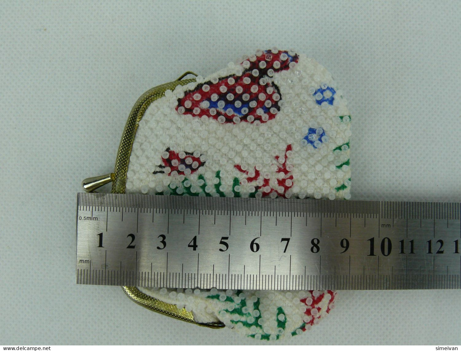 Vintage Coin Purse Colored Plastic Beads Wallet #2203