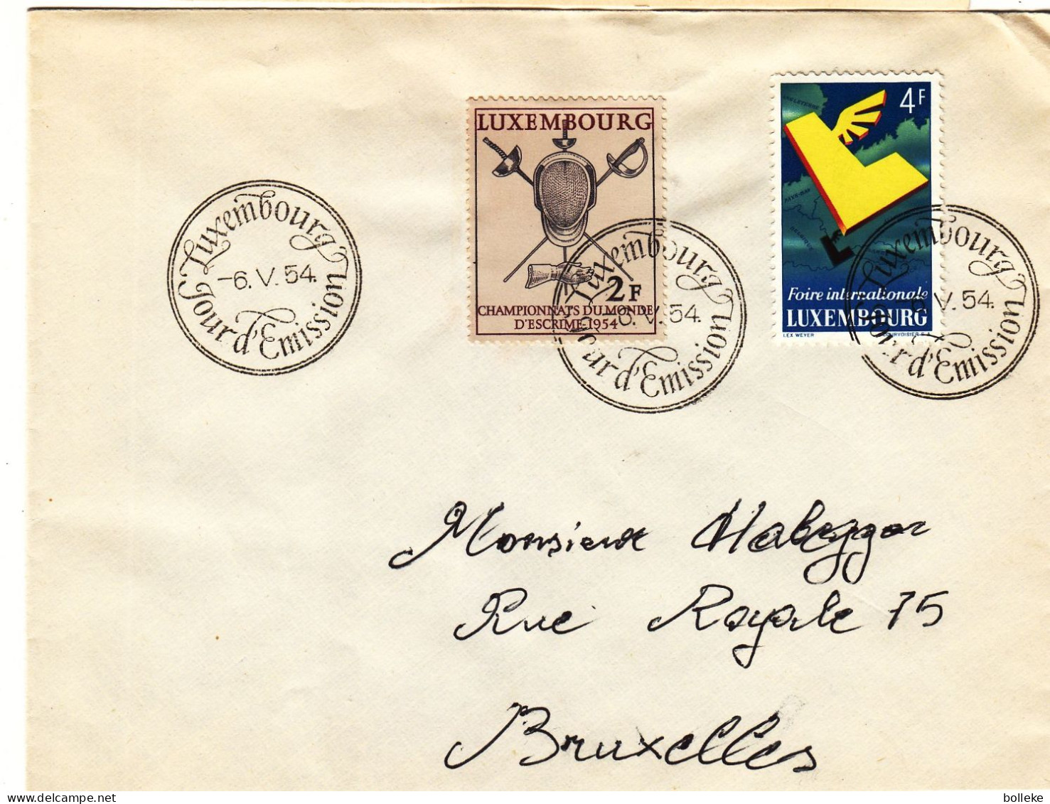 Luxembourg - Lettre FDC De 1954 - Oblit Luxembourg - Escrime - Valeur 60 € ++ - - Covers & Documents