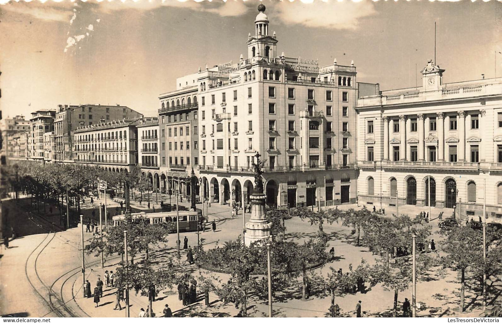 ESPAGNE - Zaragoza - Place D’Espagne Et Promenade Indépendance - Carte Postale Ancienne - Zaragoza