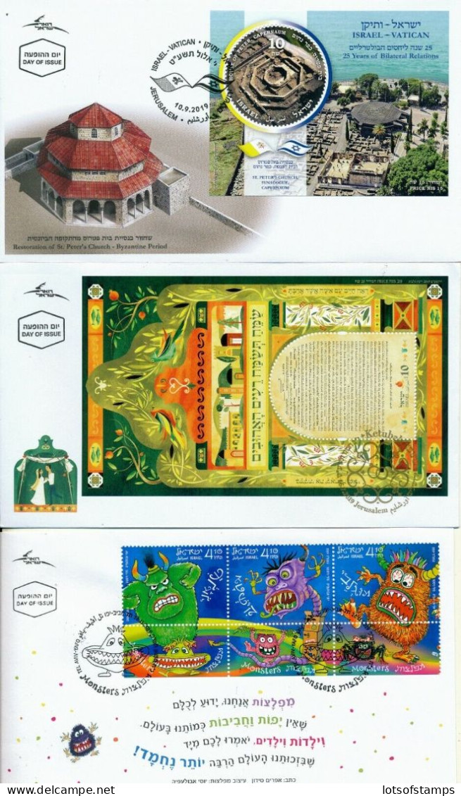 ISRAEL 2019 COMPLETE YEAR FDC SET ALL STAMPS ISSUED + S/SHEETS MNH SEE 9 SCANS - Cartas & Documentos