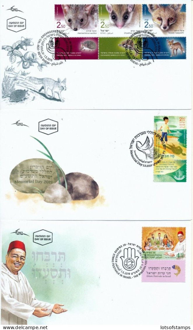 ISRAEL 2019 COMPLETE YEAR FDC SET ALL STAMPS ISSUED + S/SHEETS MNH SEE 9 SCANS