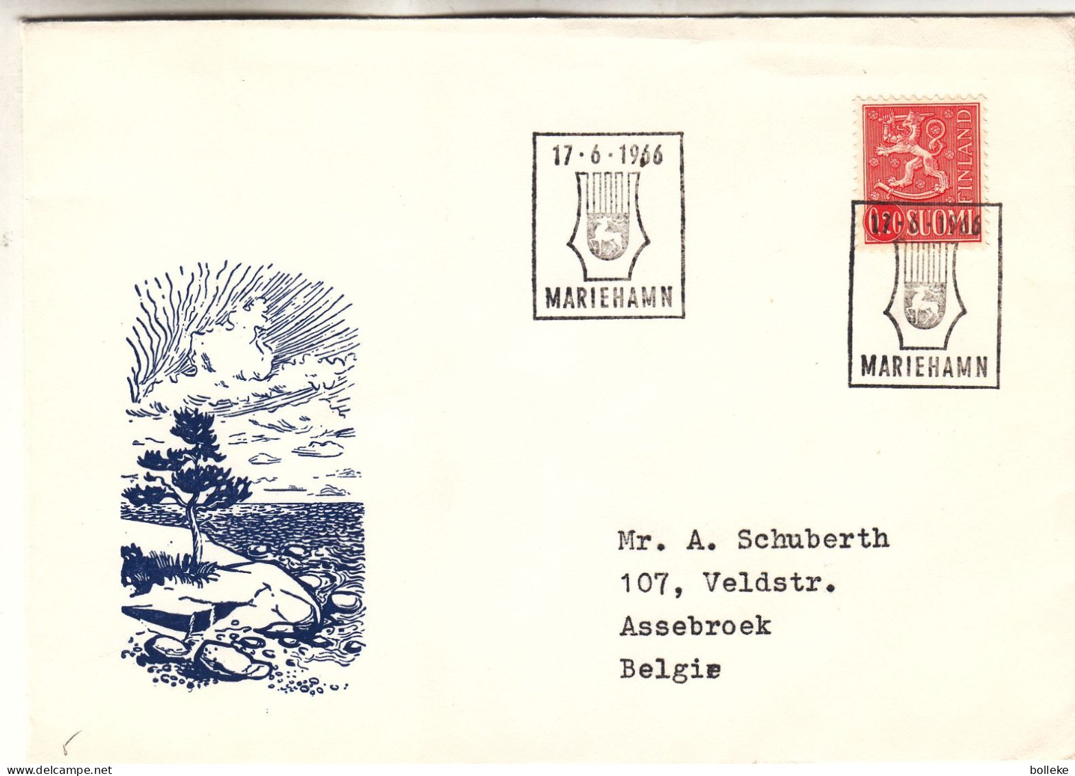 Finlande - Lettre De 1966 - Oblit Mariehamm - - Lettres & Documents