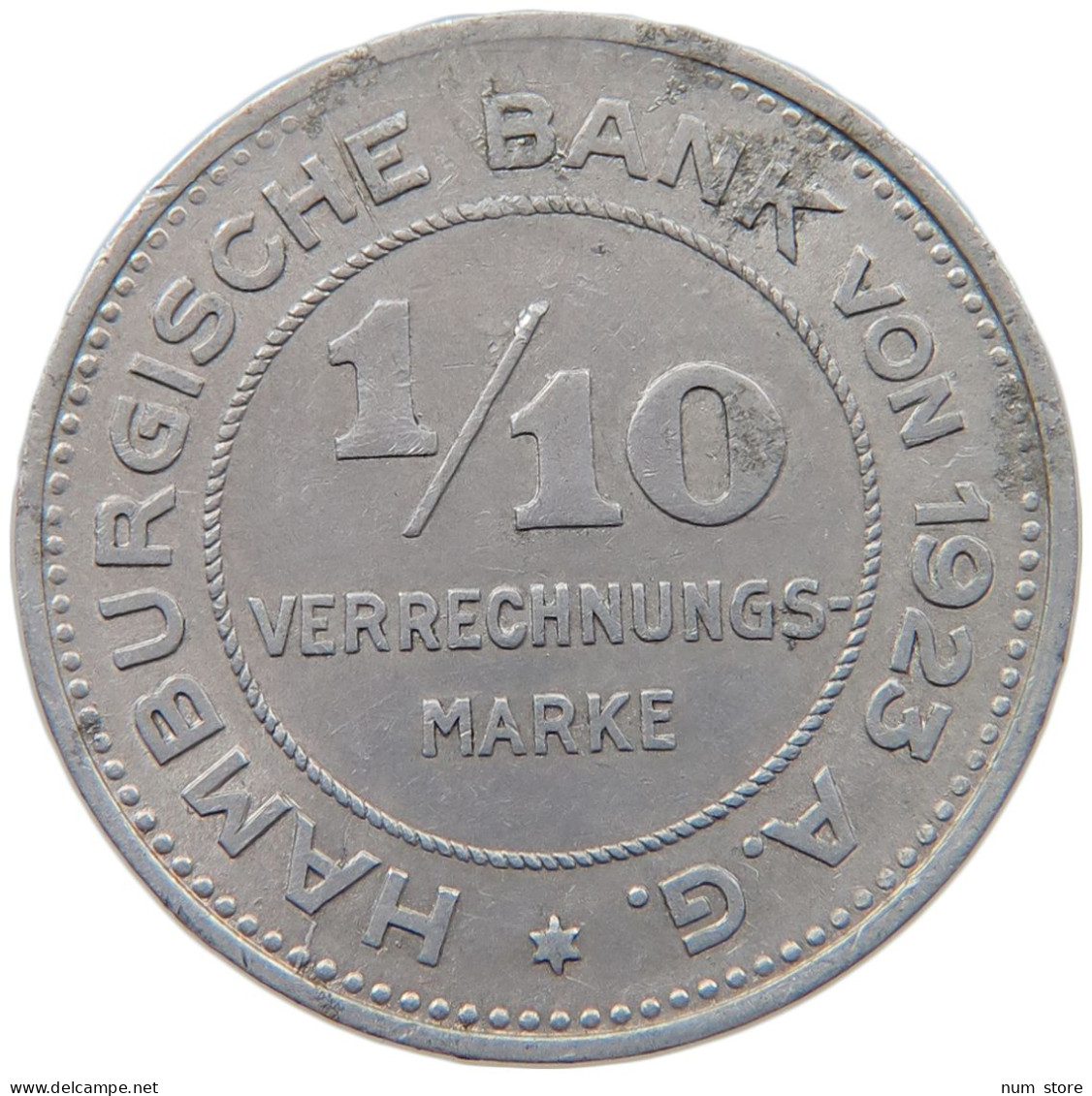 HAMBURG 1/10 VERRECHNUNGSMARKE 1923  #MA 098749 - Autres & Non Classés