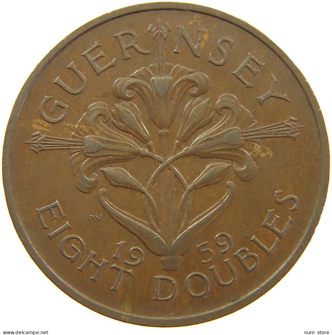 GUERNSEY 8 DOUBLES 1959 ELIZABETH II. (1952-) #MA 064892 - Guernsey