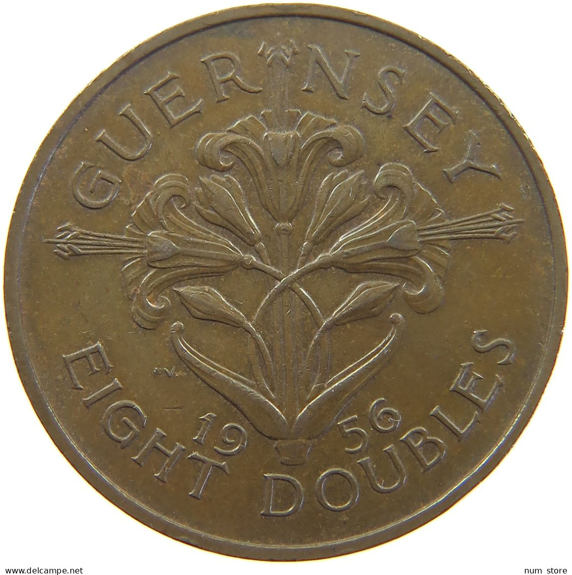 GUERNSEY 8 DOUBLES 1956 ELIZABETH II. (1952-) #MA 064891 - Guernsey