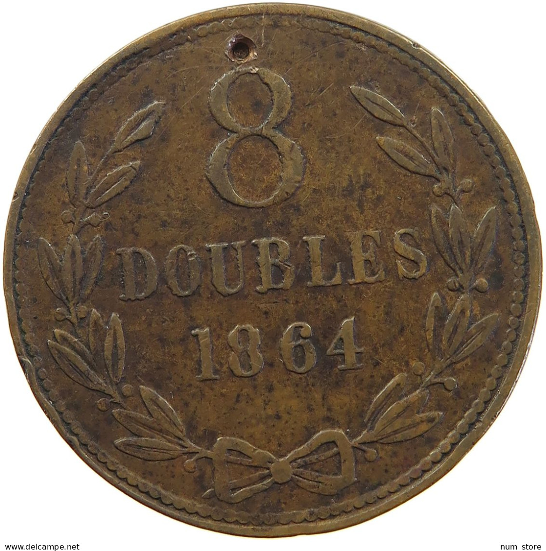 GUERNSEY 8 DOUBLES 1864 VICTORIA 1837-1901 #MA 064888 - Guernesey