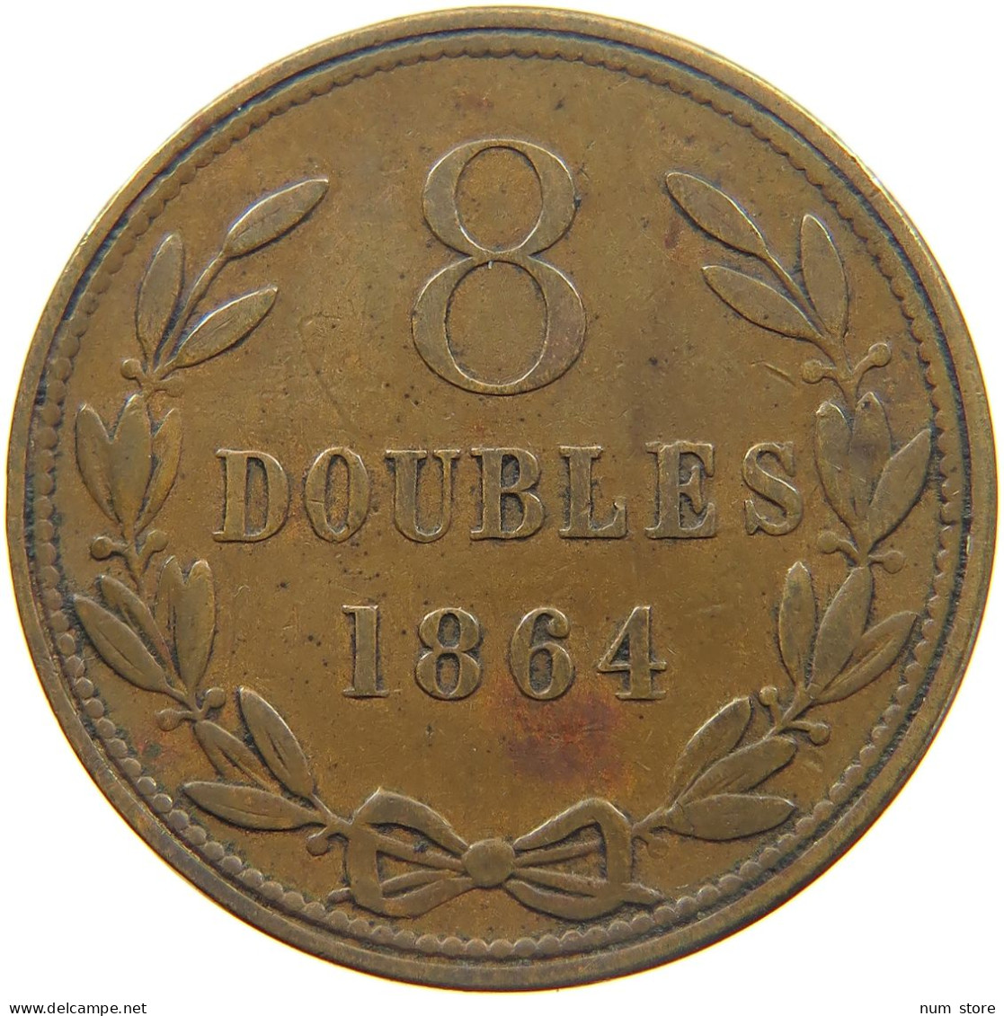 GUERNSEY 8 DOUBLES 1864 VICTORIA 1837-1901 #MA 025681 - Guernsey