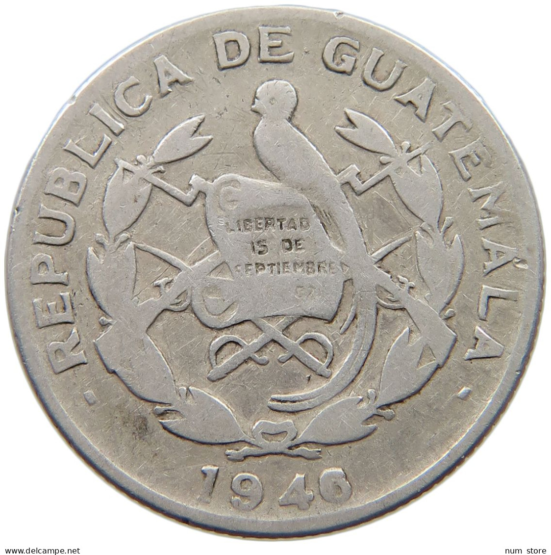 GUATEMALA 1/4 QUETZAL 1946  #MA 025410 - Guatemala