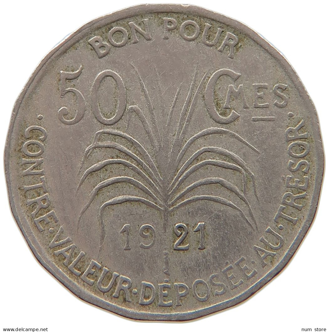 GUADELOUPE 50 CENTIMES 1921  #MA 063965 - Guadalupa E Martinica