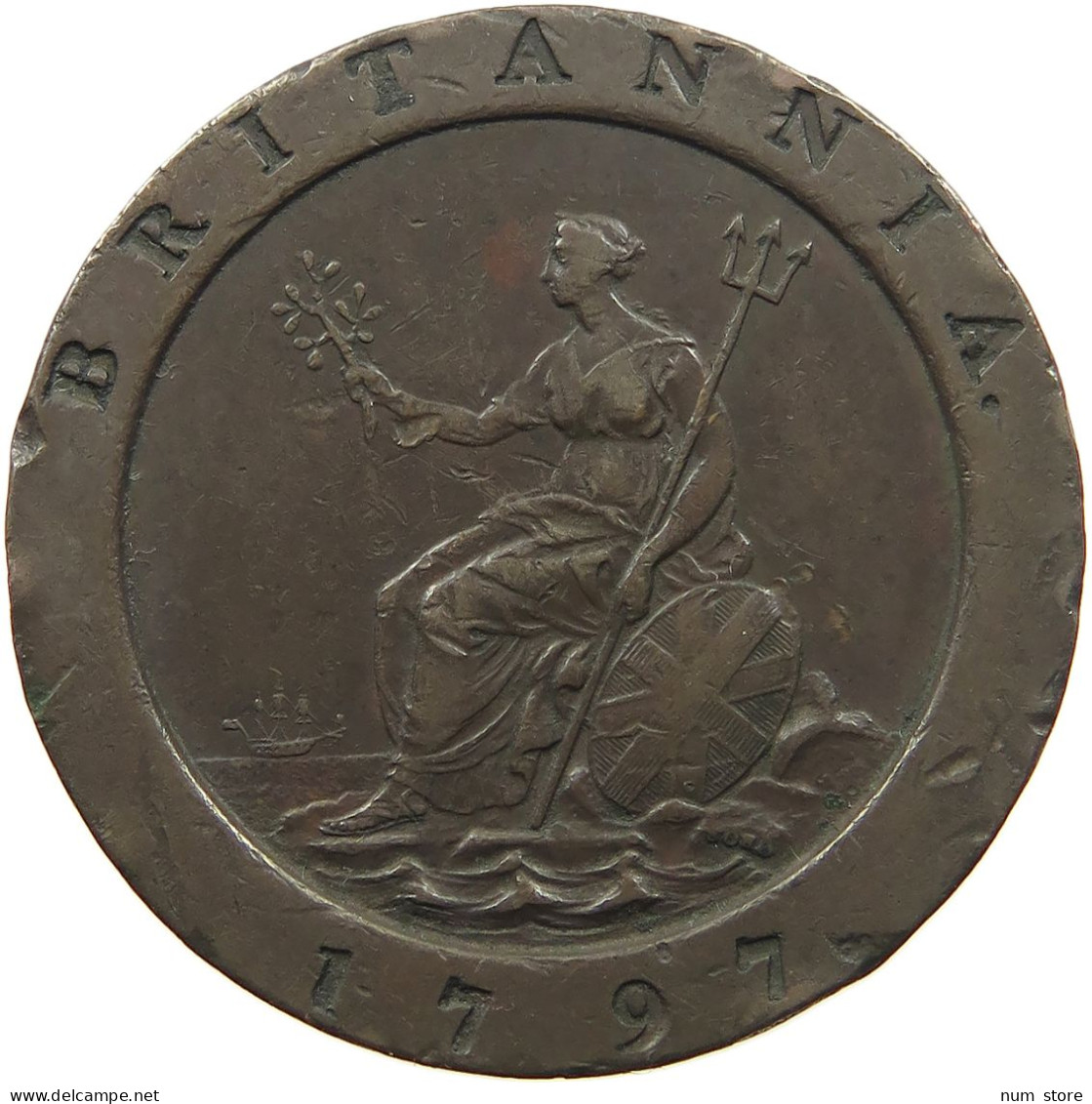 GREAT BRITAIN TWOPENCE 1797 GEORGE III. 1760-1820 CARTWHEEL #MA 023007 - D. 2 Pence