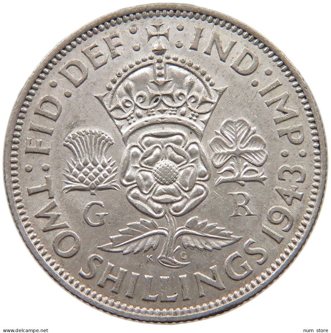 GREAT BRITAIN TWO SHILLINGS 1943 GEORGE VI. (1936-1952) #MA 021022 - J. 1 Florin / 2 Schillings