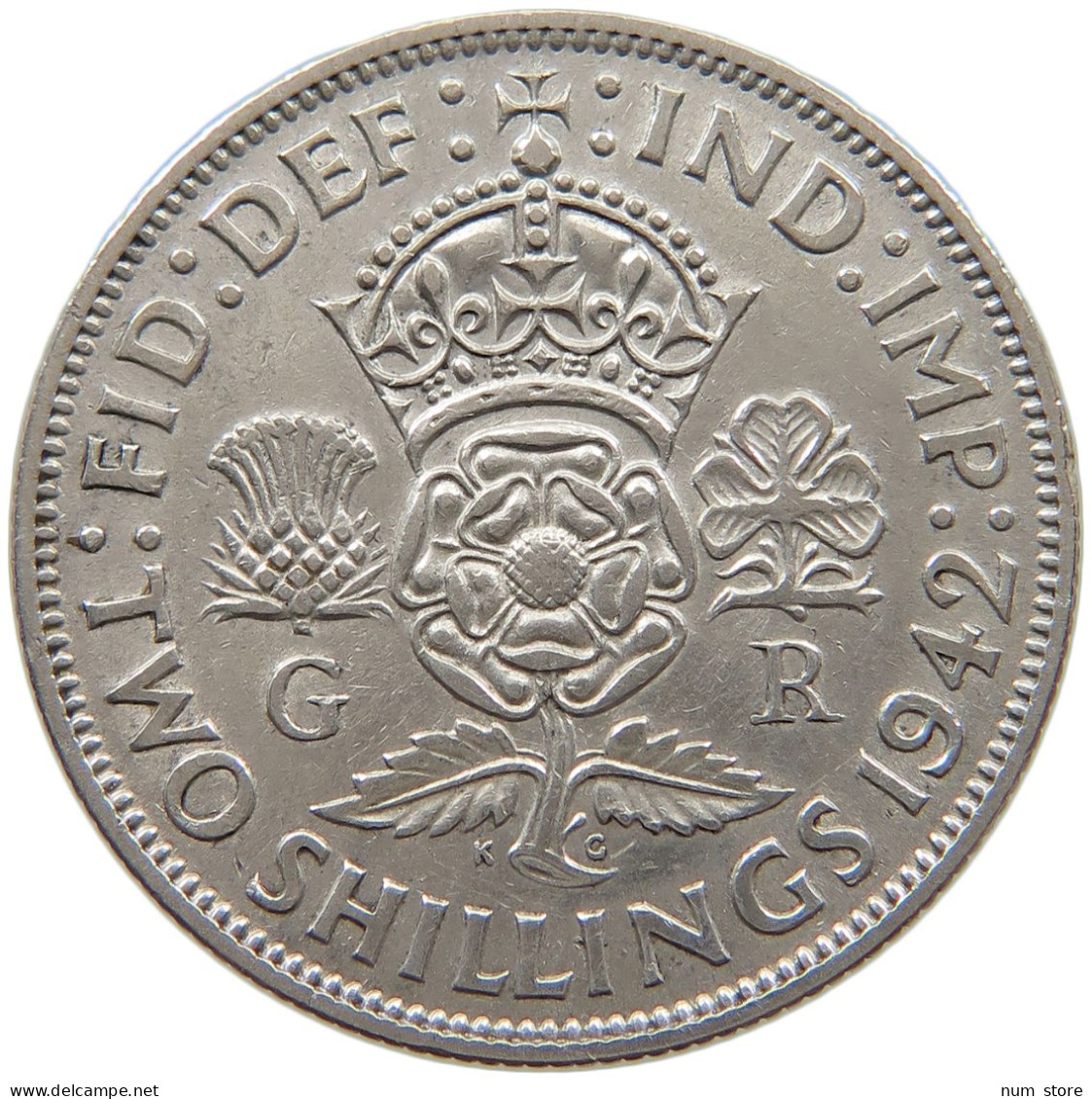 GREAT BRITAIN TWO SHILLINGS 1942 GEORGE VI. (1936-1952) #MA 021026 - J. 1 Florin / 2 Schillings