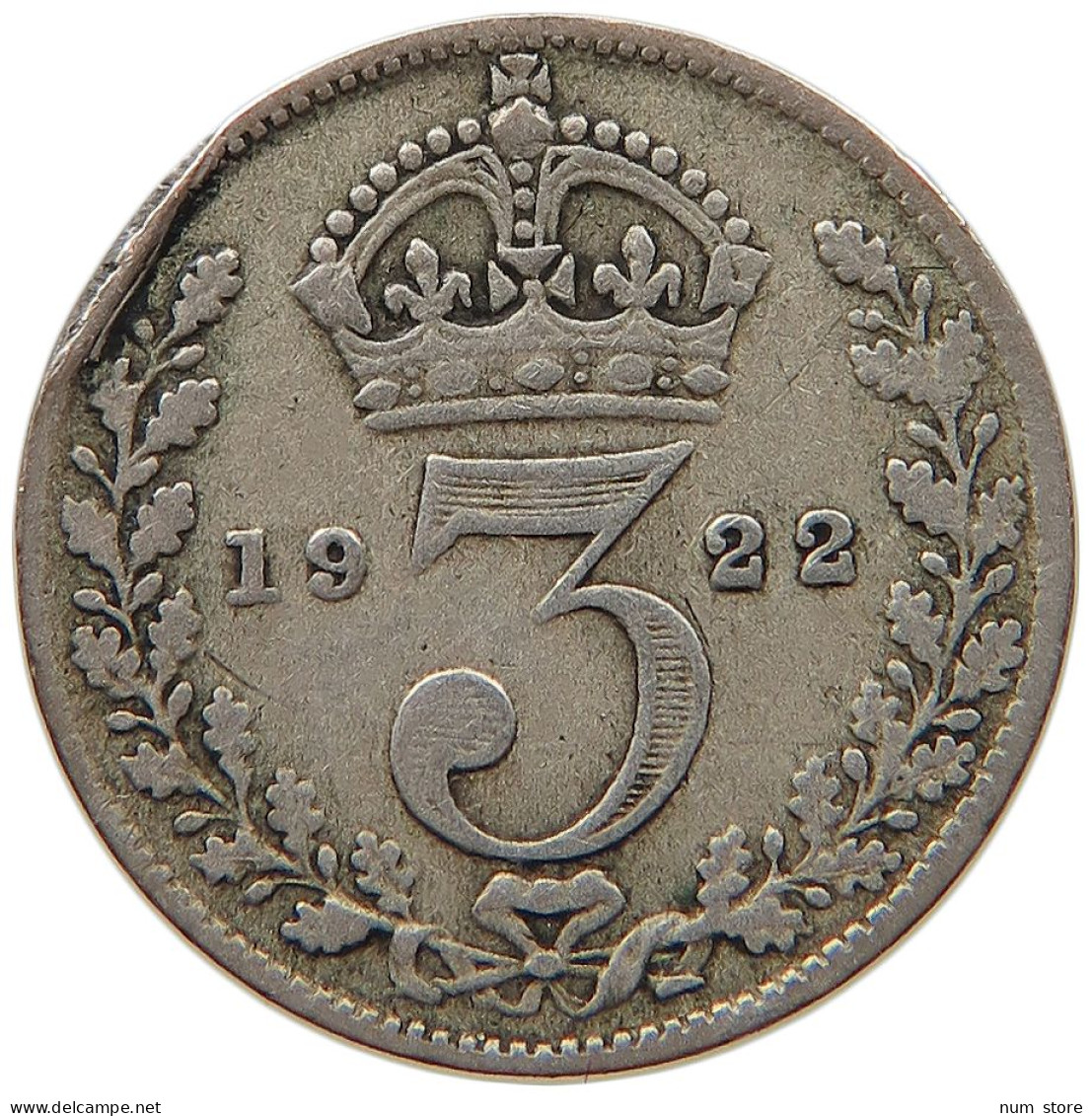 GREAT BRITAIN THREEPENCE 1922 GEORGE V. (1910-1936) #MA 060466 - F. 3 Pence