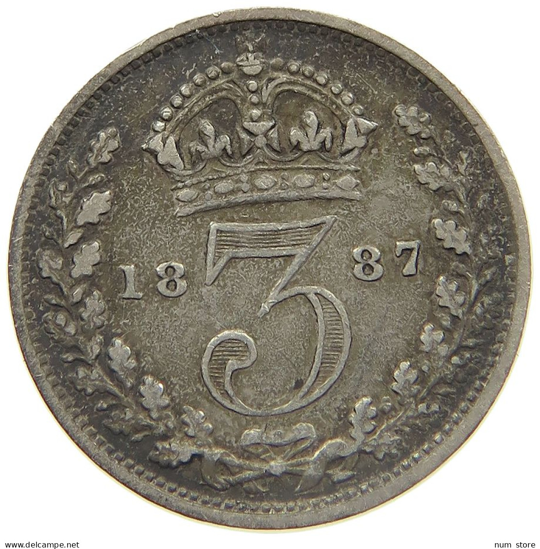 GREAT BRITAIN THREEPENCE 1887 VICTORIA 1837-1901 #MA 022962 - F. 3 Pence
