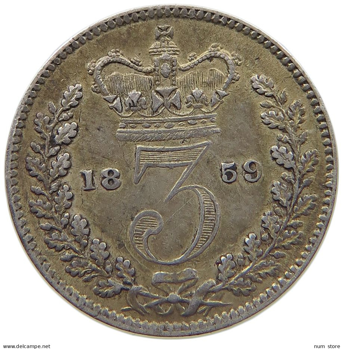 GREAT BRITAIN THREEPENCE 1859 VICTORIA 1837-1901 #MA 022953 - F. 3 Pence
