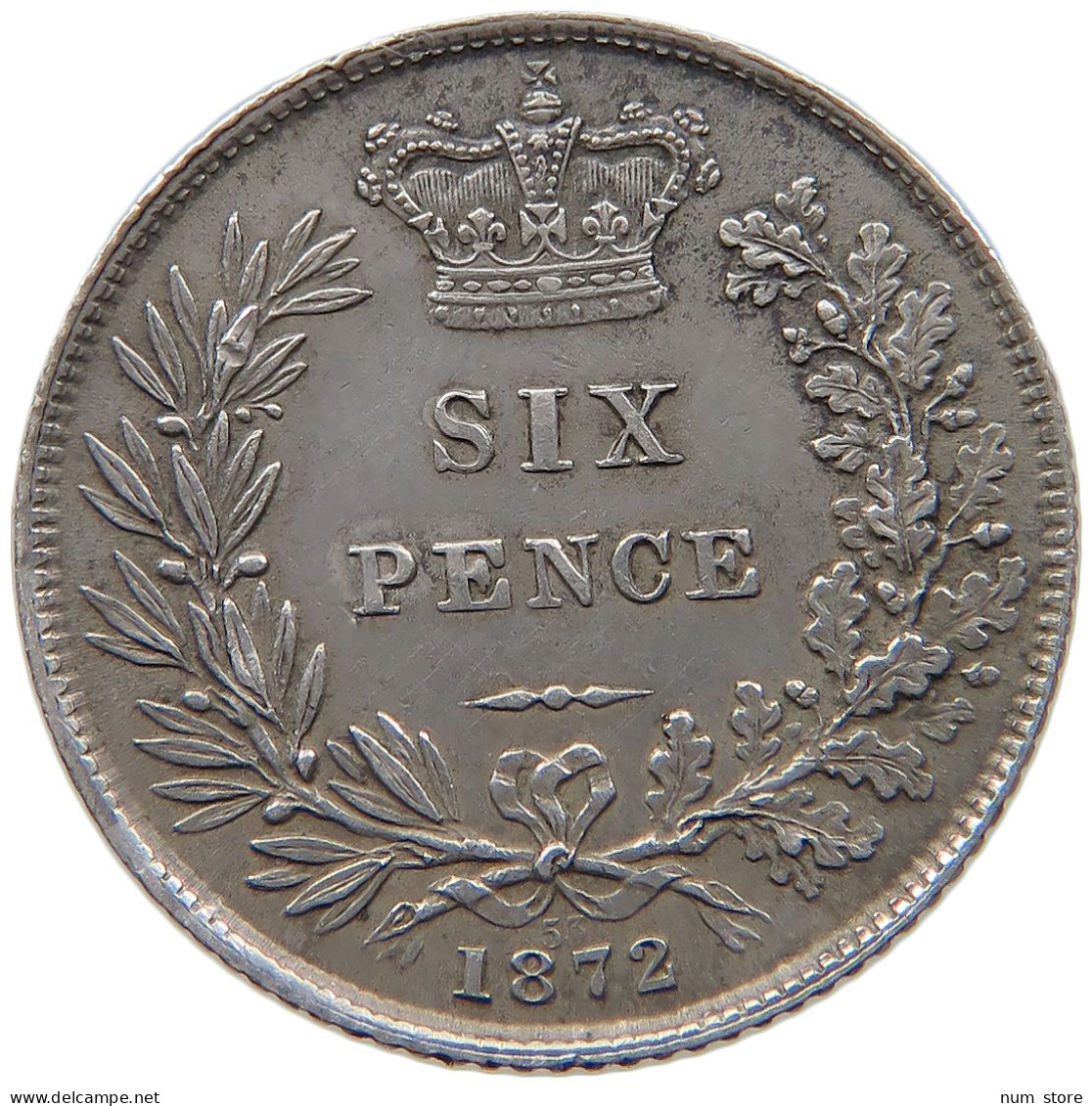 GREAT BRITAIN SIXPENCE 1872 DIE 53 VICTORIA 1837-1901 #MA 068290 - H. 6 Pence