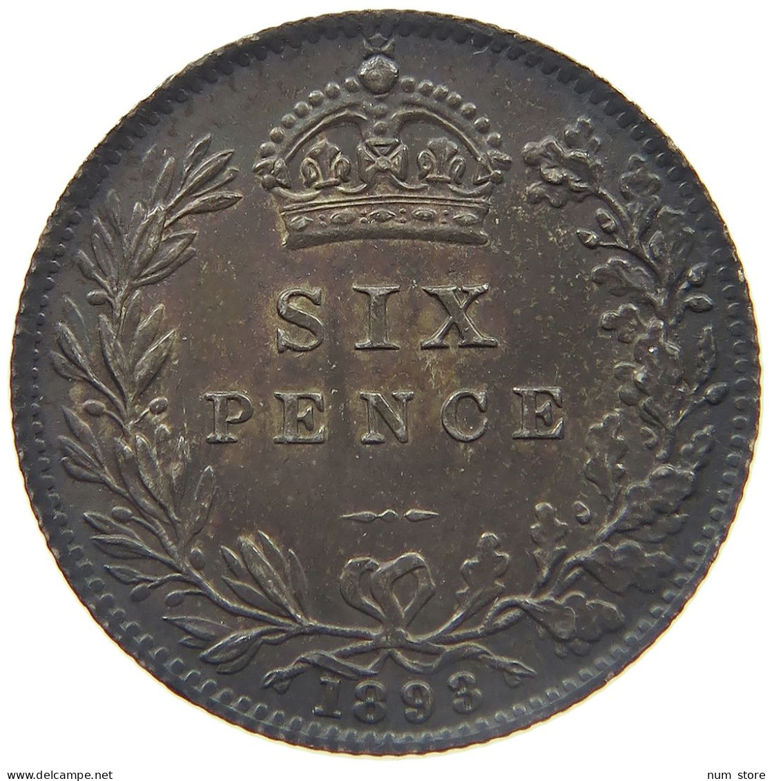 GREAT BRITAIN SIXPENCE 1893 VICTORIA 1837-1901 #MA 022958 - H. 6 Pence