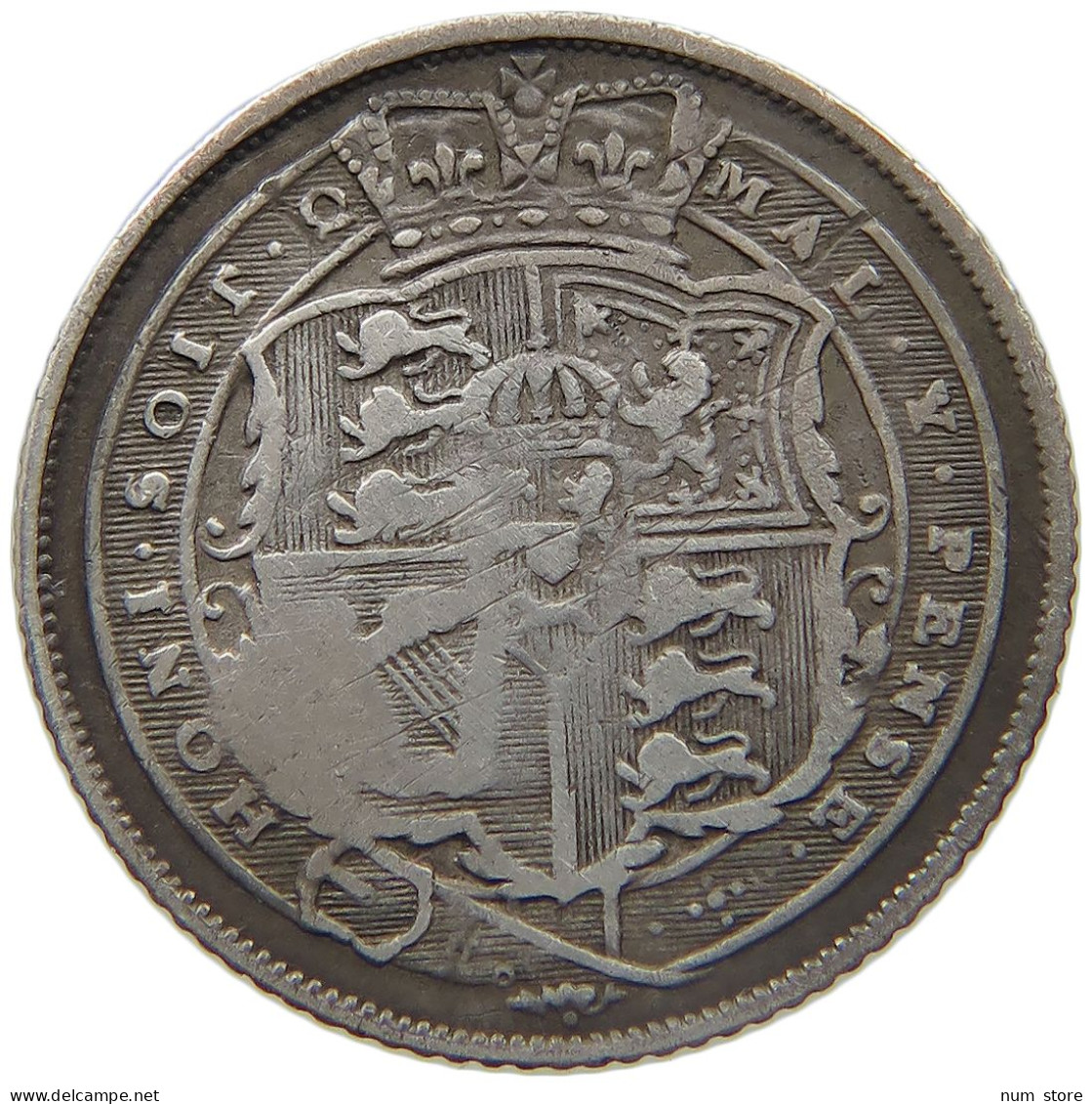 GREAT BRITAIN SIXPENCE 1818 GEORGE III. 1760-1820 COUNTERMARKED GB #MA 023004 - H. 6 Pence