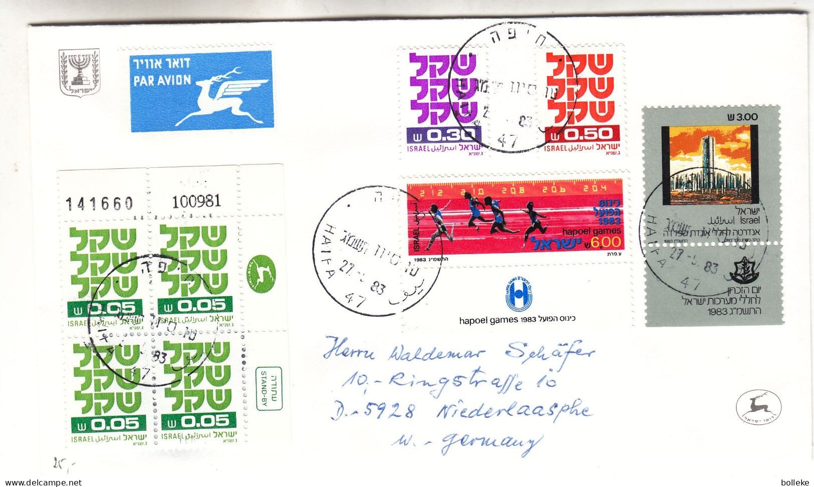 Israël - Lettre De 1983 - Oblit Haifa - Sports - Hapoel Games - - Covers & Documents