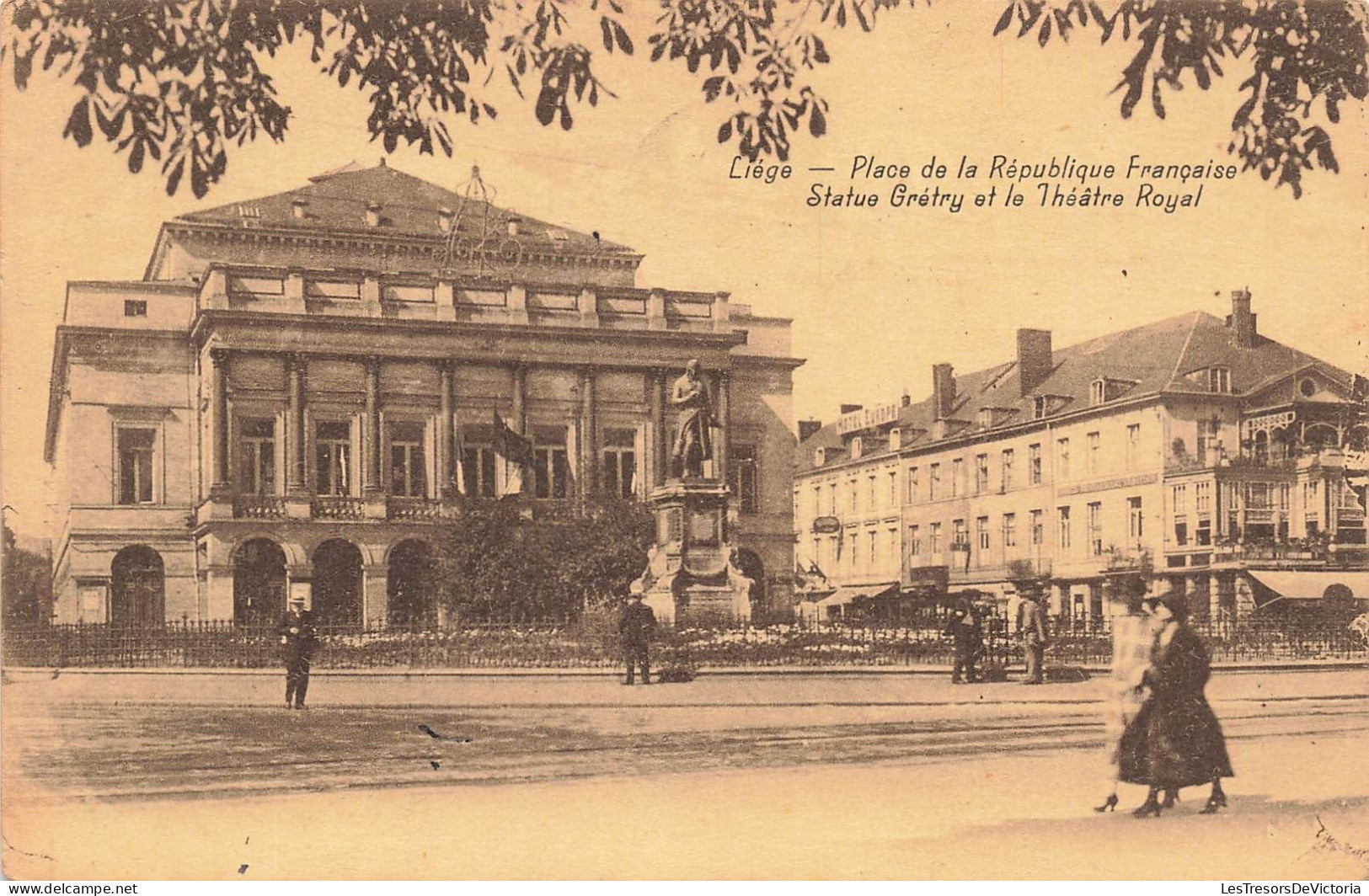 BELGIQUE - Liège - Place De La République Française Statue Grétry Et Le Théâtre Royal - Carte Postale Ancienne - Liège