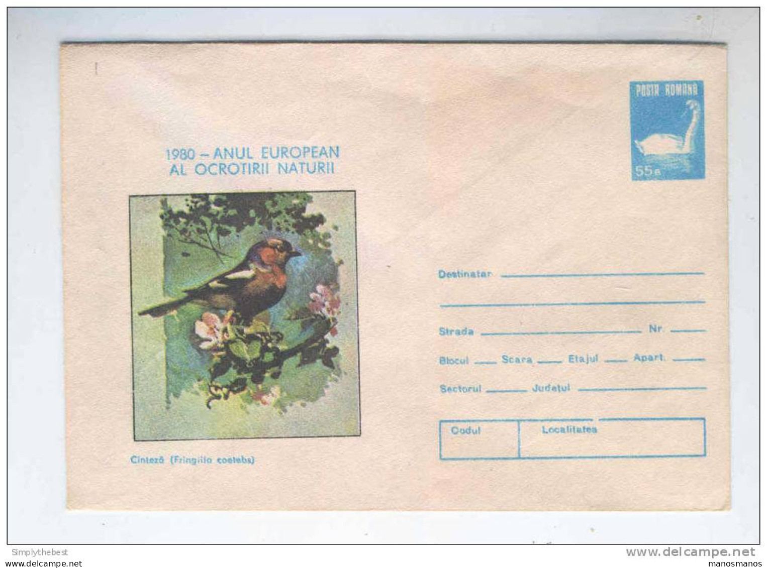 ROUMANIE - OISEAUX - Enveloppe Entier Postal 55 Bani Cygne Et Passereau 1980 Neuve  -- 10/817 - Swans