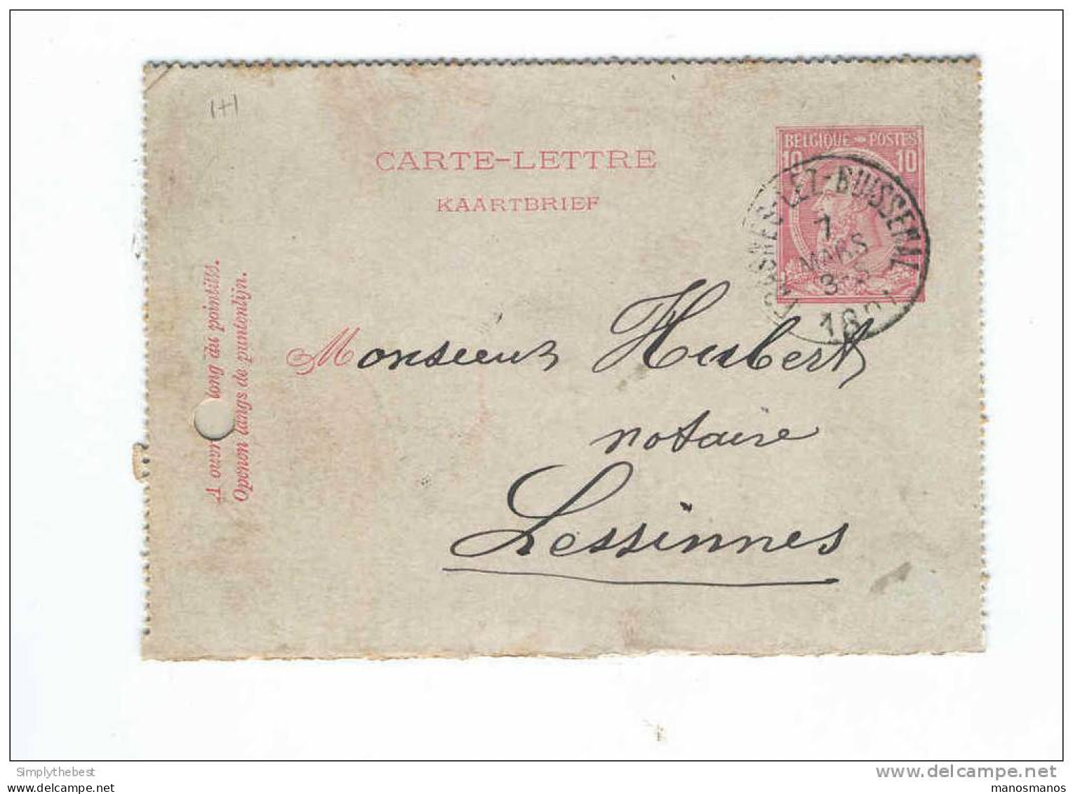 BELGIQUE - BRASSERIE -  Carte-Lettre 10 C  FRASNES LEZ BUISSENAL 1891 - Signé Gascon , Brasseur à HACQUEGNIES  -- 10/635 - Biere