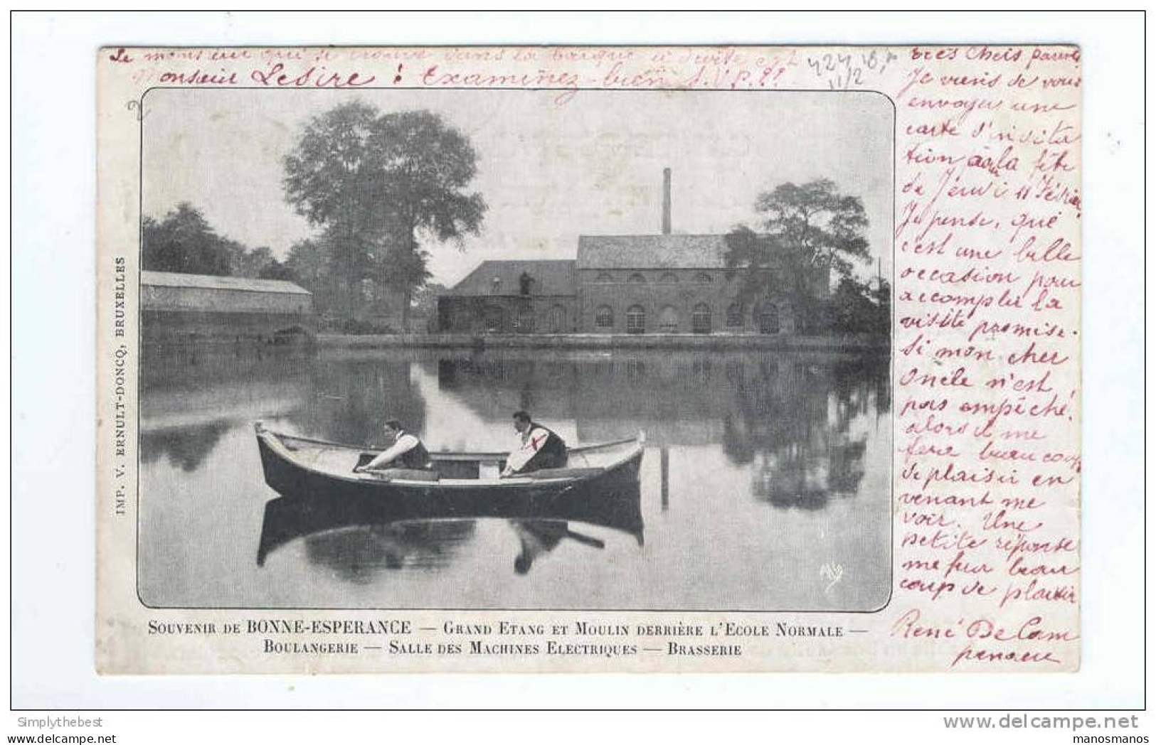 BELGIQUE - BRASSERIE - Carte -Vue TP Armoiries MONS 1904 - Boulangerie , Brasserie BONNE ESPERANCE   -- 10/649 - Bier