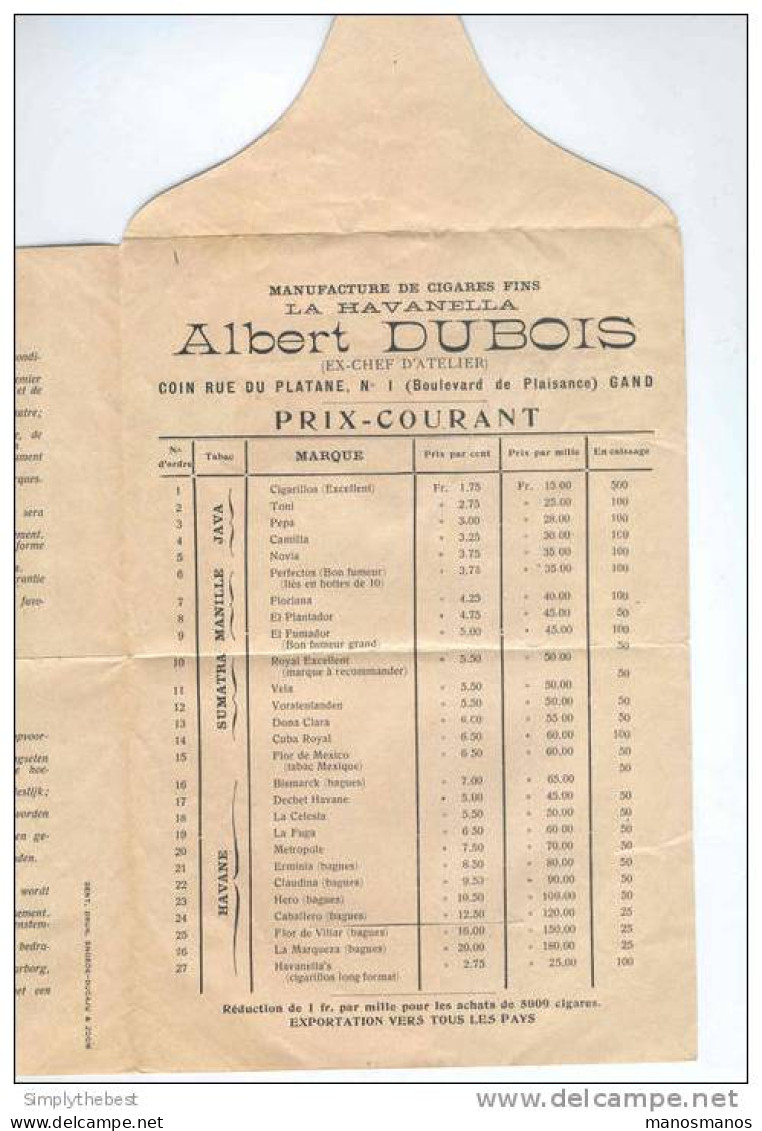 BELGIQUE - TABAC - Imprimé TP Armoiries GAND SUD 1907 - La Havanella , Manufacture De Cigares   -- 10/623 - Tabac