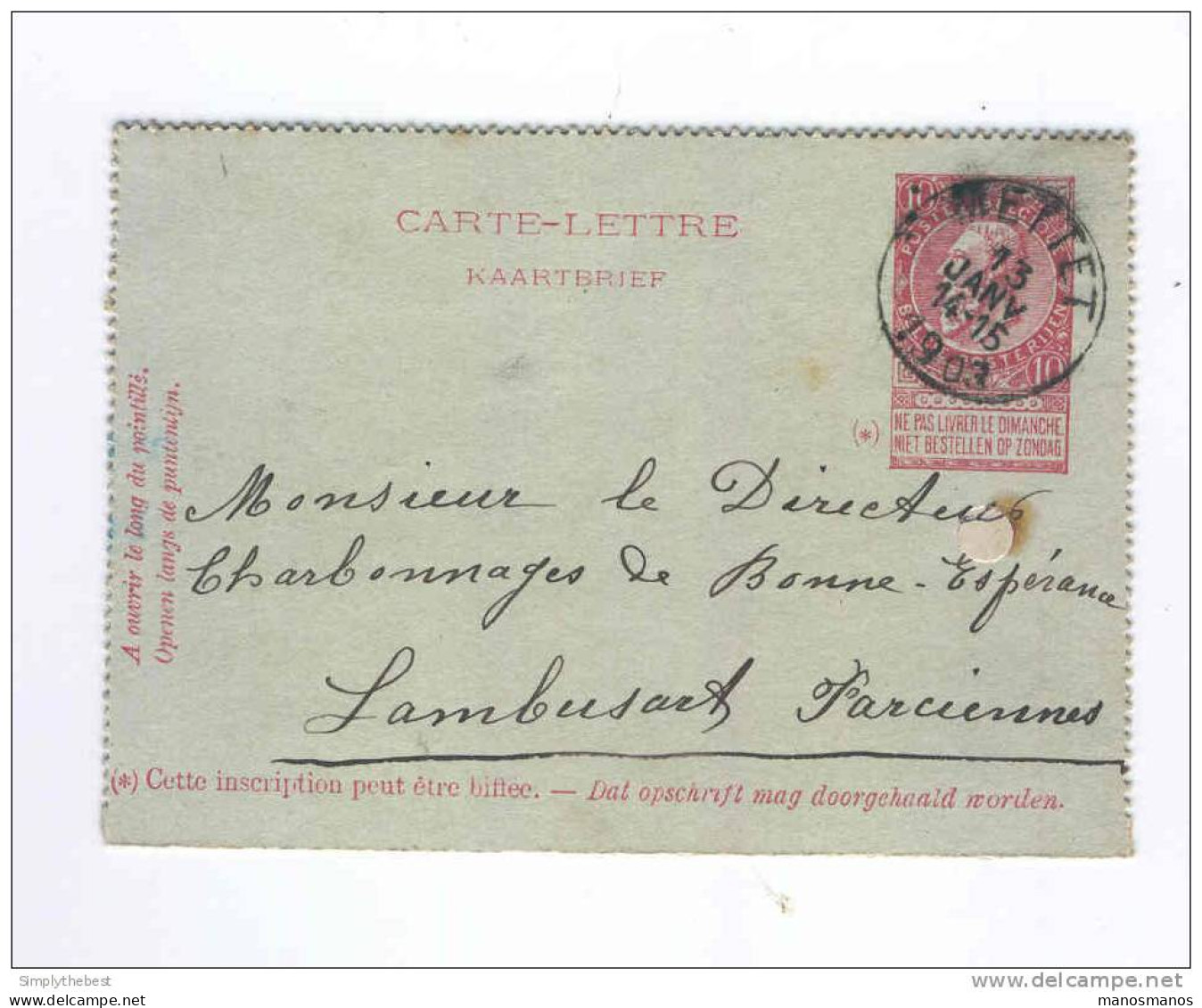Carte-Lettre Fine Barbe Cachet METTET 1903 Vers FARCIENNES  -- B3/330 - Letter-Cards