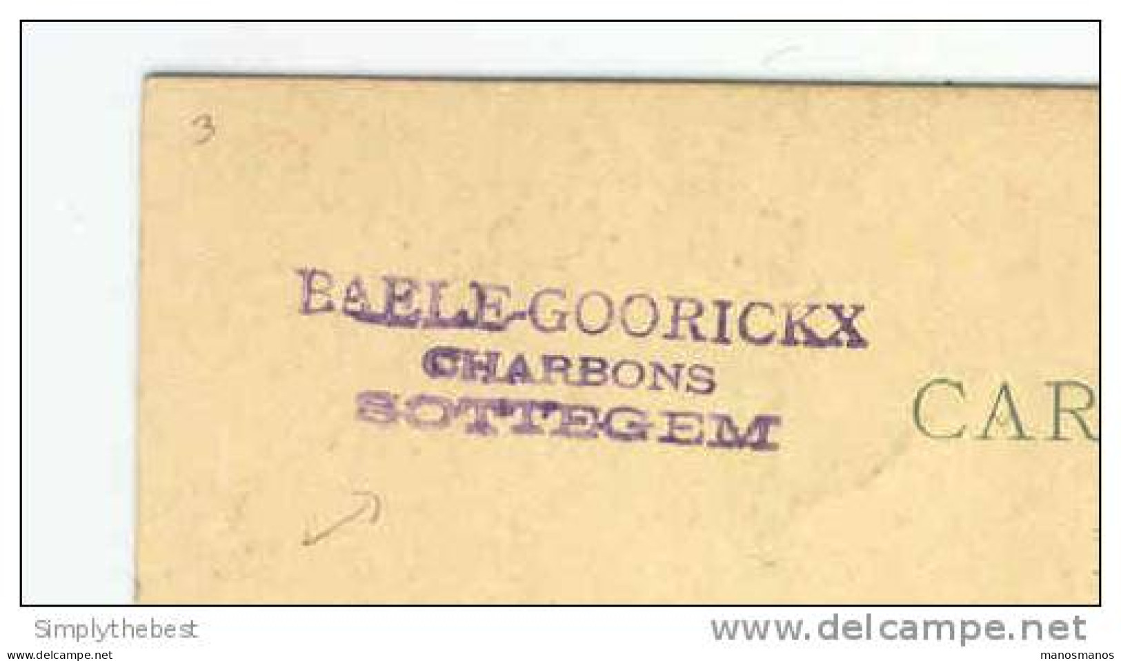 Entier Type TP 45 SOTTEGEM 1889  - Cachet Privé Baele - Goorickx , Charbons  -- B3/297 - Postkarten 1871-1909