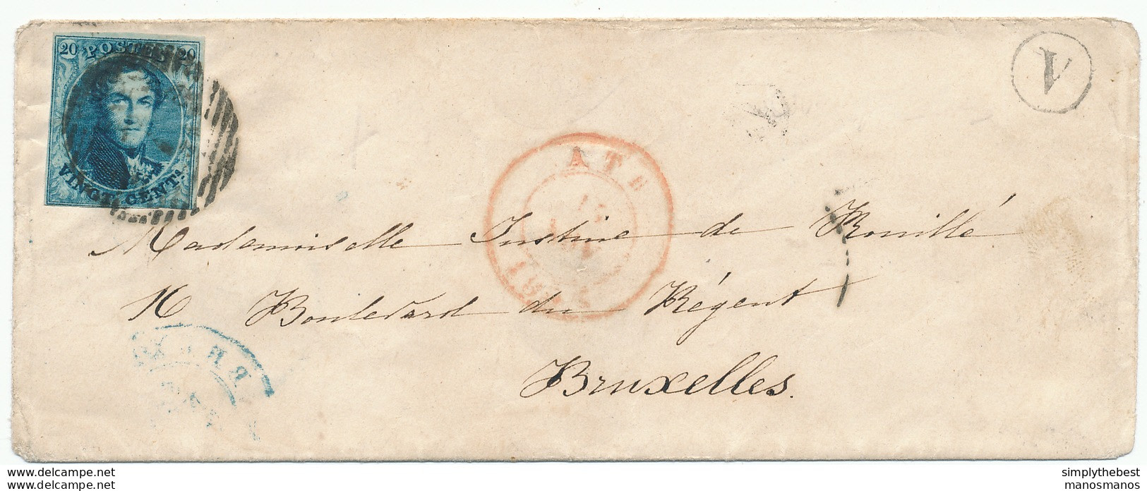 ZZ981 -  Lettre Avec Contenu TP Médaillon (touché) De ATH 1851 Vers BXL - Boite Rurale V - Origine ORMEIGNIES - Landpost (Ruralpost)