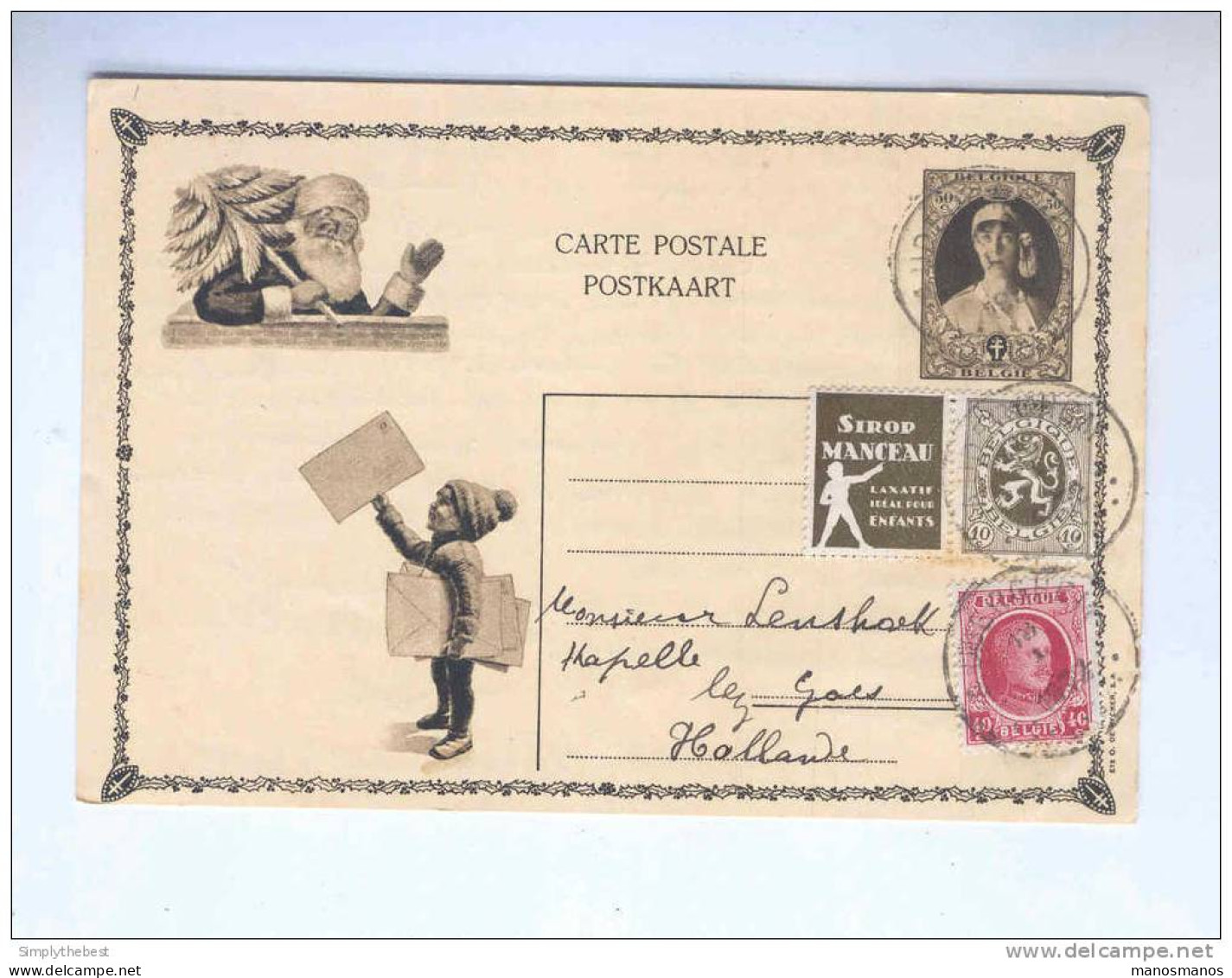 Carte Illustrée Elisabeth Et Père Noel - TP PUB Et Houyoux AUDERGHEM 1932 Vers NL --  B7/010 - Geïllustreerde Briefkaarten (1971-2014) [BK]