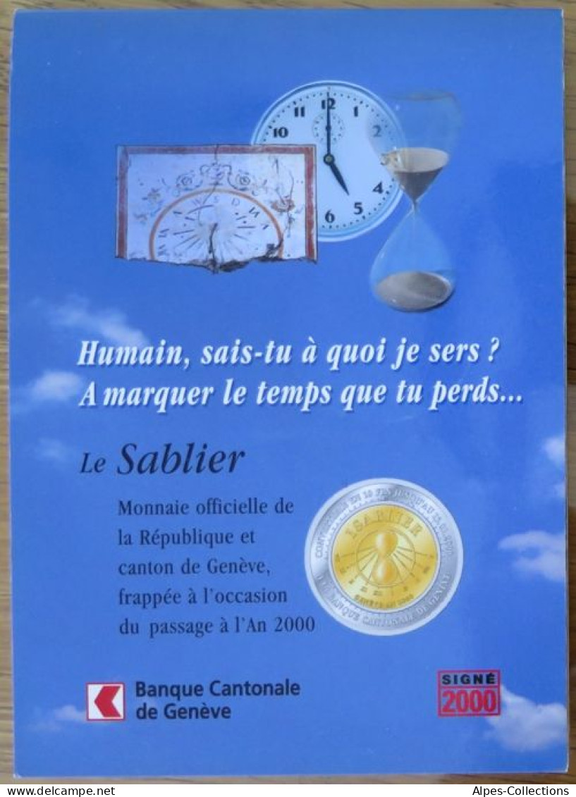 CHEX03 - SUISSE - MONNAIE CONVERTIBLE 10 Francs Canton Genève 2000 Le Sablier - Autres & Non Classés