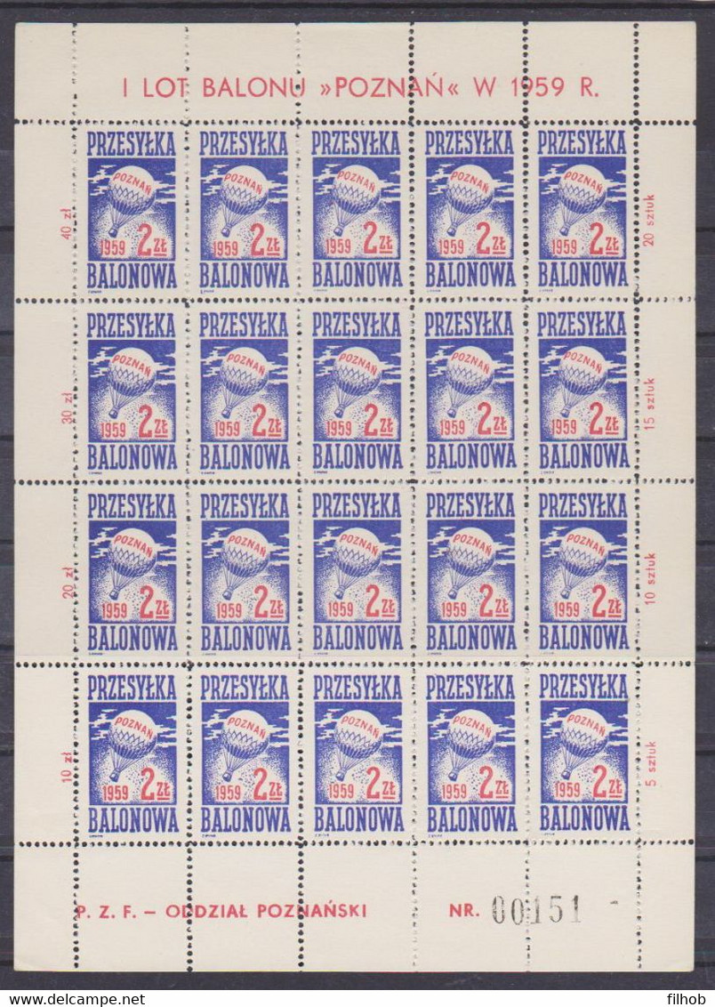 Poland Label - Balloon 1959 (F029): POZNAN (sheet) - Ballonpost