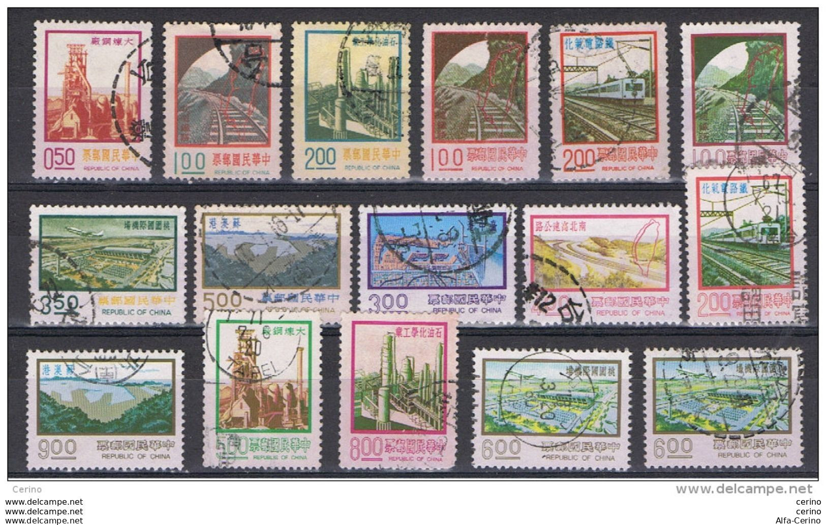TAIWAN:  1974/78  MODERN  RECONSTRUCTIONS  -  LOT  16  USED  STAMPS  -  YV/TELL. 979//1216 - Oblitérés