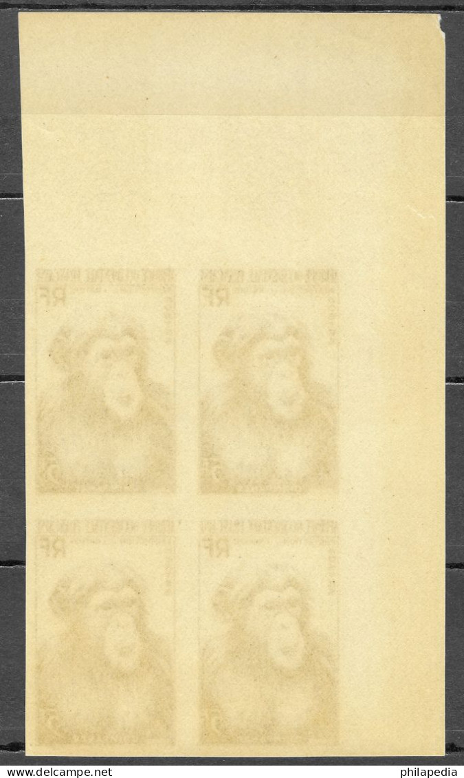 Aof France Faune Singe Chimpanzé Essais Non Dentelés Monkeys Apes Imperfs Proofs Essay Affen Geschnitten ** 1955 + 180 € - Chimpancés