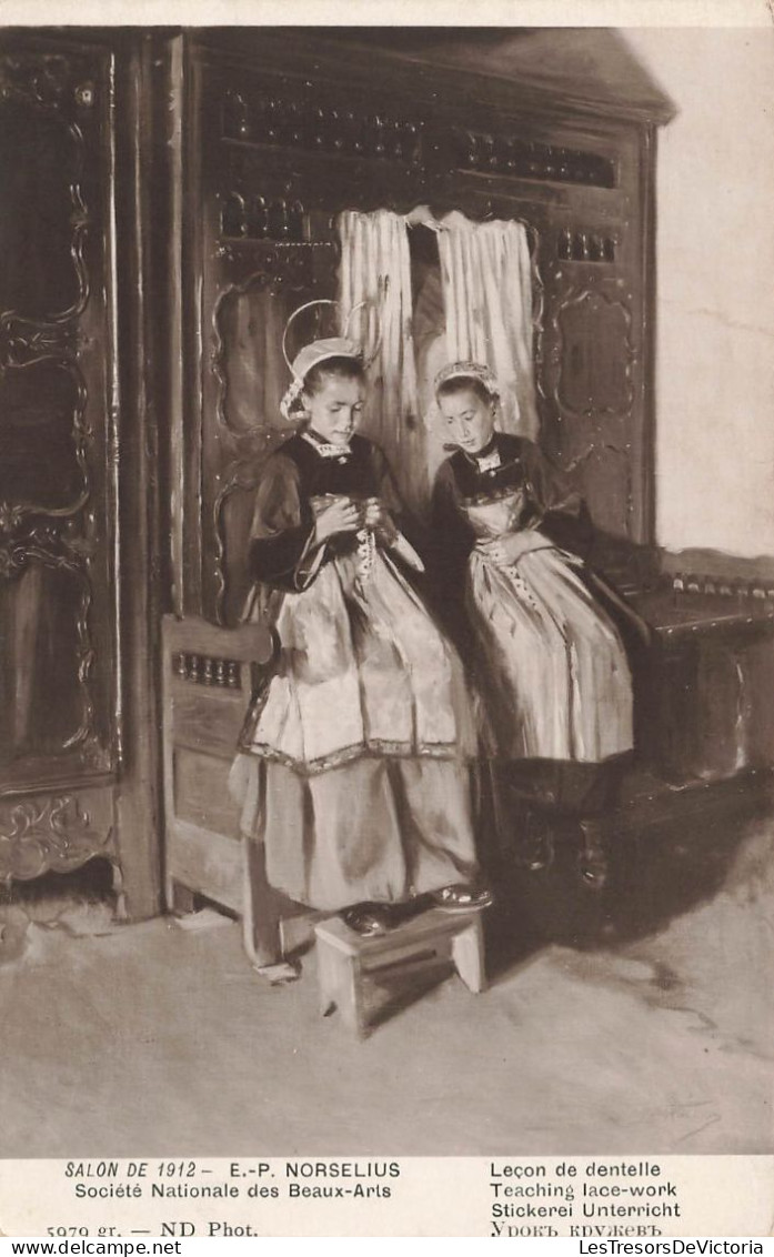 MUSEE - Salon De 1912  - EP Norsellus - Leçon De Dentelle - Carte Postale Ancienne - Museos