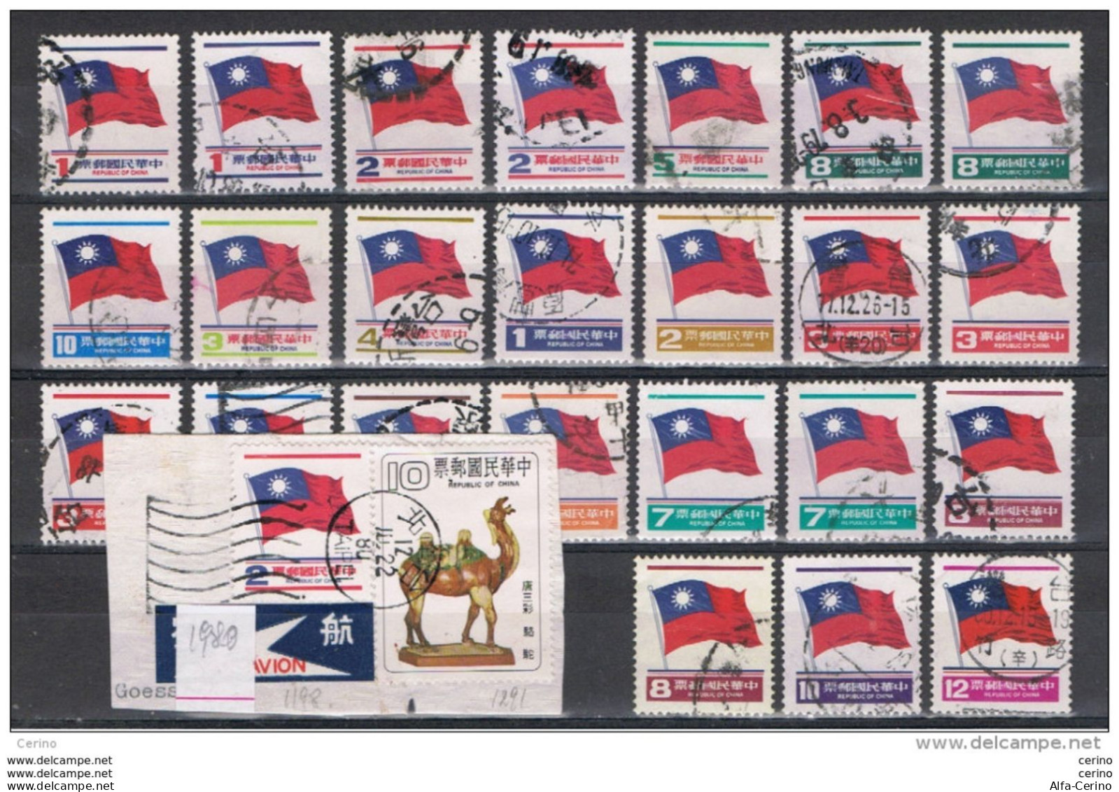 TAIWAN:  1978/81  FLAGS  -  LOT  26  USED  STAMPS  -  YV/TELL. 1197//1365 - Usati