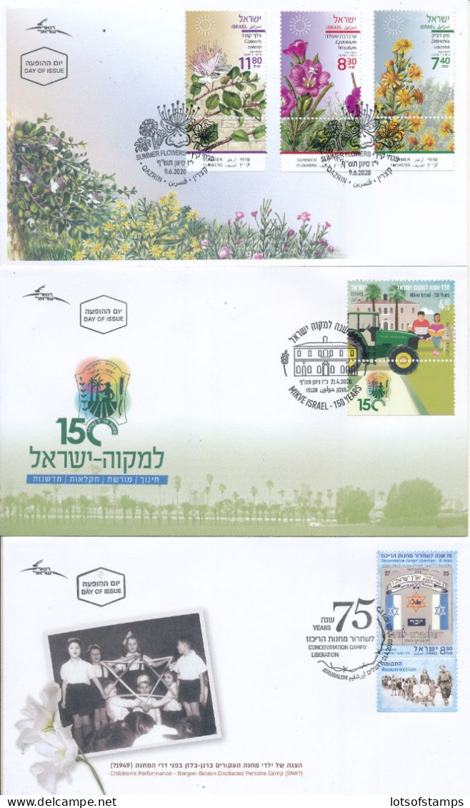 ISRAEL 2020 COMPLETE YEAR FDC SET ALL STAMPS ISSUED + S/SHEETS MNH SEE 8 SCANS - Cartas & Documentos